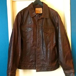Leather Gap trucker jacket